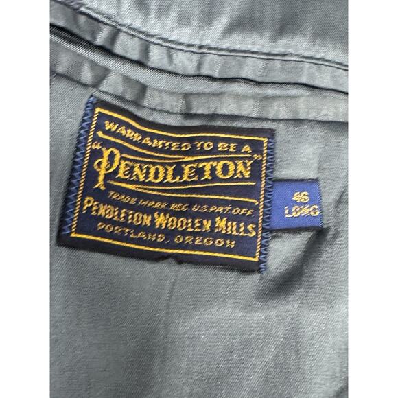 Vintage Pendleton Tweed Blazer Men's 46 Long Navy Blue Suit Jacket Classic - Picture 3 of 10
